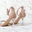Sexy Beige Cocktail Party Rhinestone Womens Sandals 2021 Ankle Strap 7 cm Stiletto Heels Open / Peep Toe Sandals High Heels