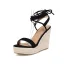 Chic / Belle Noire Désinvolte Tresser Sandales Femme 2020 Bride Cheville 11 cm Compensées Plateforme Peep Toes / Bout Ouvert Sandales