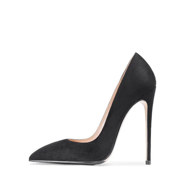 Fine Svart Kontor OL Pumps 2020 12 cm Stiletthæler Spisse Pumps