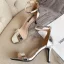 Sexy Noire Cocktail Cuir Verni Sandales Femme 2020 Bride Cheville 9 cm Talons Aiguilles Peep Toes / Bout Ouvert Sandales