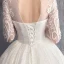 Elegant White Wedding Dresses 2018 A-Line / Princess Appliques Lace High Neck Backless Long Sleeve Chapel Train Wedding