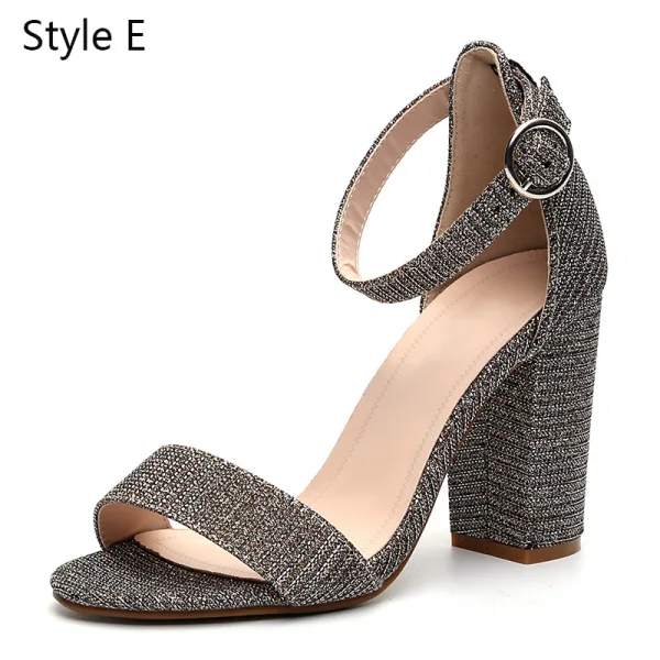 Modest / Simple Street Wear Snakeskin Print Womens Sandals 2020 Ankle Strap 10 cm Thick Heels Open / Peep Toe Sandals