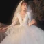 Fashion Elegant White Lace Flower Cascading Ruffles Wedding Dresses 2021 A-Line / Princess Deep V-Neck Bow 3/4 Sleeve Backless Royal Train Wedding