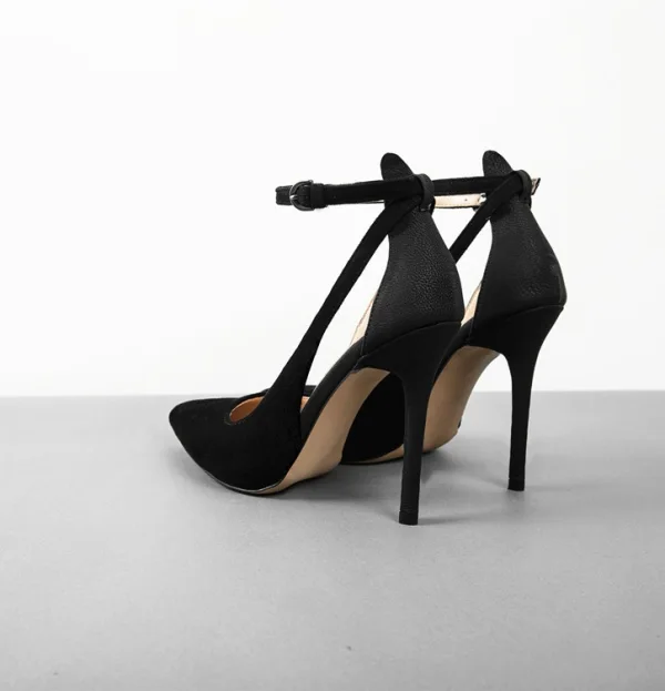 Chic / Beautiful Black Cocktail Party Womens Sandals 2020 Suede Ankle Strap 10 cm Stiletto Heels Pointed Toe Sandals