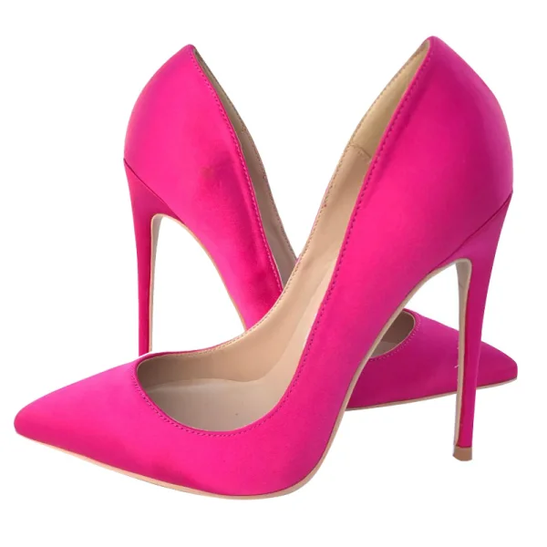 Chic / Beautiful Fuchsia Hall Satin Pumps 2020 12 cm Stiletto Heels Pointed Toe Pumps