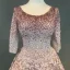 Chic / Beautiful Blushing Pink Prom Dresses 2018 Ball Gown Appliques Lace Handmade  Beading Crystal Sequins Scoop Neck 3/4 Sleeve Sweep Train Formal Dresses