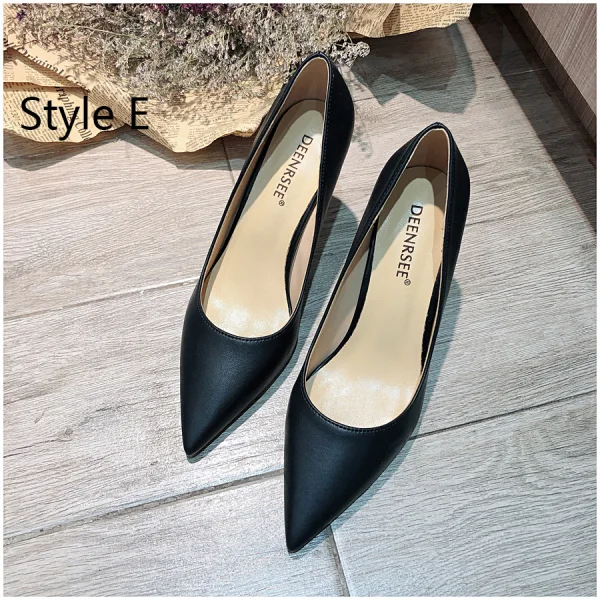 Eenvoudige Mooie / Prachtige Nude Kantoor OL Pumps 2020 Leer 10 cm Naaldhakken / Stiletto Spitse Neus Pumps