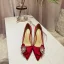 Elegant Burgundy Leather Wedding Shoes 2020 Pearl Rhinestone Bow 10 cm Stiletto Heels Pointed Toe Wedding Pumps
