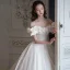 High-end Modest / Simple Ivory Satin Wedding Dresses 2021 Ball Gown Ruffle Off-The-Shoulder Short Sleeve Backless Royal Train Wedding