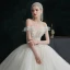 Simple Ivoire Robe De Mariée 2021 Robe Boule De l'épaule Perlage Cristal Paillettes Sans Manches Dos Nu Royal Train Mariage