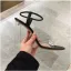 Schlicht Sexy Schwarz Strassenmode Sandalen Damen 2020 Knöchelriemen 9 cm Thick Heels Peeptoes Sandaletten