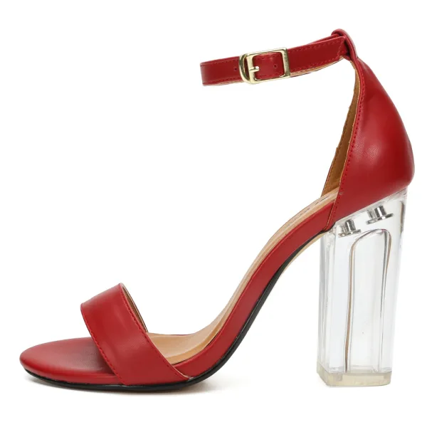 Schlicht Schwarz Strassenmode Sandalen Damen 2020 Knöchelriemen 10 cm Thick Heels Peeptoes Sandaletten