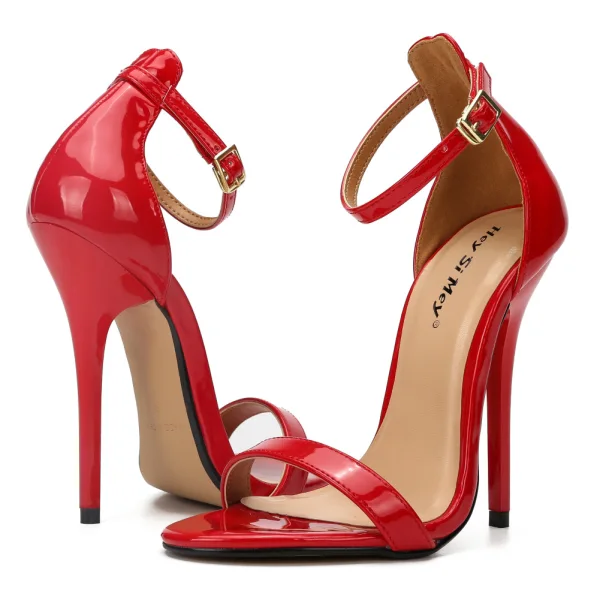 Schlicht Schwarz Karneval Club Sandalen Damen 2020 Knöchelriemen 13 cm Stilettos Peeptoes Sandaletten