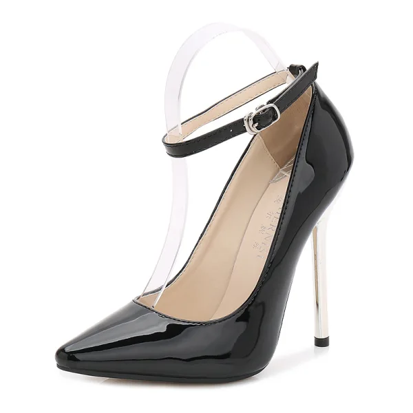 Mode Argenté Soirée Escarpins 2020 Cuir Verni Bride Cheville 13 cm Talons Aiguilles Peep Toes / Bout Ouvert Escarpins