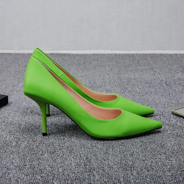 Modest / Simple Lime Green Office OL Pumps 2020 7 cm Stiletto Heels Pointed Toe Pumps