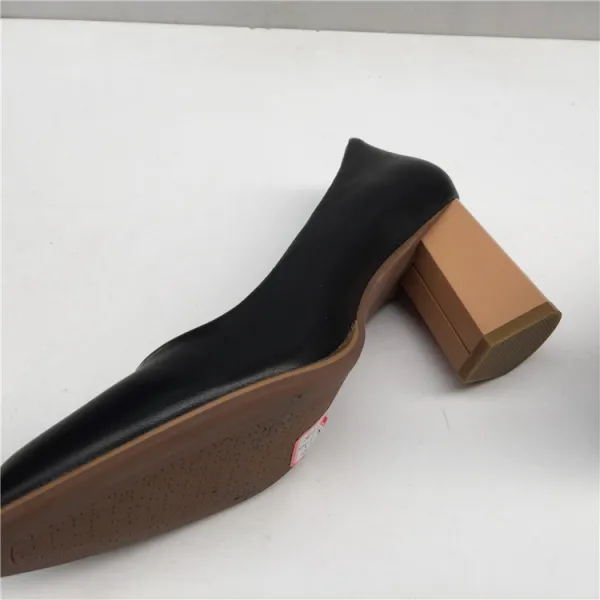 Simple Noire Bureau OL Escarpins 2020 Cuir 6 cm Talons Épais Pied Carré Escarpins