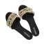 Enkla Svarta Sommar Casual Pärla Toffel & Flip flops 2020 Peep Toe Platt Damskor