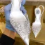 Charmant Rougissant Rose Cocktail Faux Diamant Sandales Femme 2020 Slingbacks 7 cm Talons Aiguilles À Bout Pointu Sandales