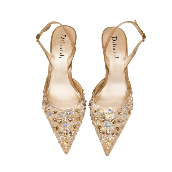 Charmant Himmelblau Strass Pailletten Brautschuhe 2020 Slingpumps 7 cm Stilettos Spitzschuh Hochzeit High Heels