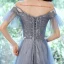 Charming Sky Blue Evening Dresses  Prom Dresses 2021 A-Line / Princess Off-The-Shoulder Glitter Sequins Short Sleeve Backless Floor-Length / Long Evening Party Prom Formal Dresses