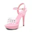 Sexy Noire Club de carnaval Faux Diamant Sandales Femme 2020 Bride Cheville 15 cm Talons Aiguilles Peep Toes / Bout Ouvert Sandales