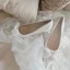 Élégant Ivoire Fait main Satin Perle Noeud Chaussure De Mariée 2020 10 cm Talons Aiguilles À Bout Pointu Escarpins