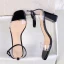 Schlicht Schwarz Strassenmode Sandalen Damen 2020 Knöchelriemen 7 cm Thick Heels Peeptoes Sandaletten
