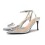 Transparent Sexy Ivory Evening Party Womens Sandals 2020 Rhinestone Ankle Strap 8 cm Stiletto Heels Pointed Toe Sandals