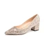 Glittrande Silver Paljetter Brudskor 2020 7 cm Tjocka Klackar Spetsiga Bröllop Pumps