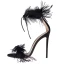 Sexy Schwarz Cocktail Feder Sandalen Damen 2020 Knöchelriemen 10 cm Stilettos Peeptoes Sandaletten