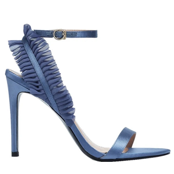 Chic / Beautiful Ocean Blue Cocktail Party Womens Sandals 2020 Leather Ankle Strap 9 cm Stiletto Heels Open / Peep Toe Sandals