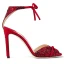 Charmant Rouge Soirée Faux Diamant Sandales Femme 2020 Cuir Noeud 9 cm Talons Aiguilles Peep Toes / Bout Ouvert Sandales