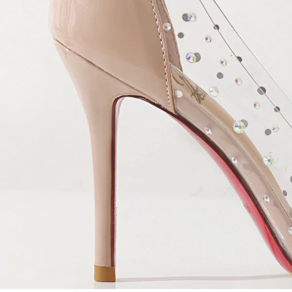Transparent Sexy Nude Abend Strass Pumps 2020 10 cm Stilettos Spitzschuh Pumps