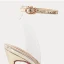 Sexy Transparent Gold Evening Party Rhinestone Womens Sandals 2020 Ankle Strap 10 cm Stiletto Heels Pointed Toe Sandals