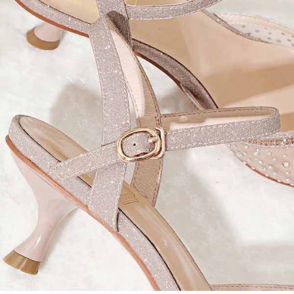 Charming Nude Casual Rhinestone Womens Sandals 2020 5 cm Stiletto Heels Pointed Toe Sandals