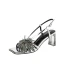 Sexy Noire Vêtement de rue Slingbacks Sandales Femme 2020 Cuir Faux Diamant Gland 6 cm Talons Épais Peep Toes / Bout Ouvert Sandales