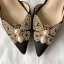 Elegant Black Prom Womens Shoes 2020 Leather Pearl Rhinestone Bow 12 cm Stiletto Heels Pointed Toe Heels
