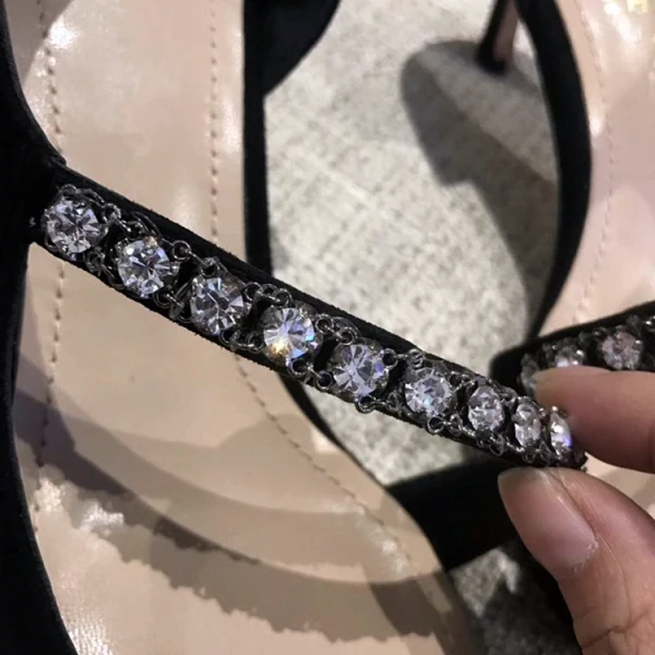 Snygga / Fina Silver Casual Läder Damskor 2020 Rhinestone 7 cm Stilettklackar Spetsiga Högklackade