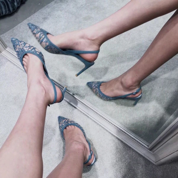 Uroczy Czarne Wieczorowe Rhinestone Slingback Sandały Damskie 2020 7 cm Szpilki Szpiczaste Sandały
