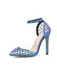 Charmant Meeresblau Cocktail Laser Durchsichtige Sandalen Damen 2020 Niet Knöchelriemen 11 cm Stilettos Spitzschuh Sandaletten