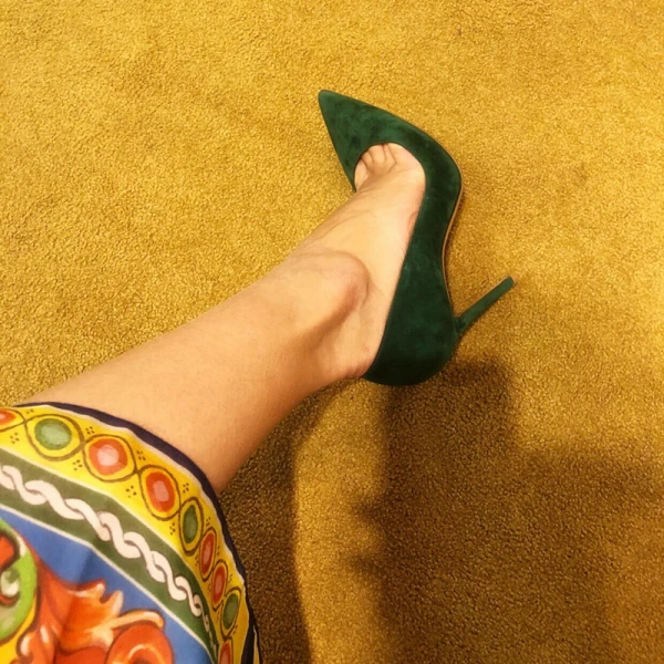 Schöne Wildleder Dunkelgrün Ball Pumps 2020 Leder 10 cm Stilettos Spitzschuh Pumps