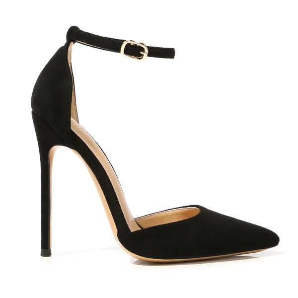 Chic / Belle Noire Vêtement de rue Sandales Femme 2020 Bride Cheville 12 cm Talons Aiguilles À Bout Pointu Sandales
