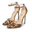 Sexy Brown Cocktail Party Leopard Print Womens Sandals 2020 Ankle Strap 10 cm Stiletto Heels Pointed Toe Sandals