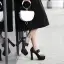 Mode Noire Vêtement de rue Boucle Escarpins 2021 11 cm Talons Épais Imperméables À Bout Pointu Escarpins