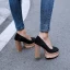 Simple Beige Vacances Daim Escarpins 2021 11 cm Talons Épais À Bout Rond Escarpins
