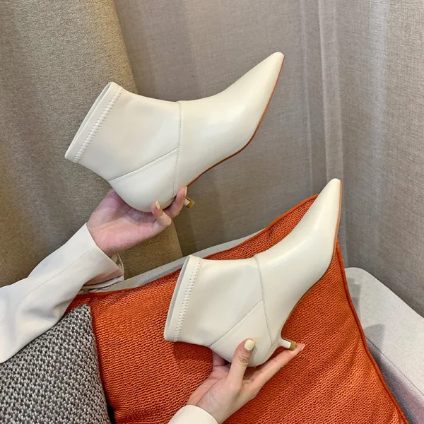 Chic / Beautiful Fall Black Street Wear Low Heel Womens Boots 2020 3 cm Stiletto Heels Pointed Toe Boots