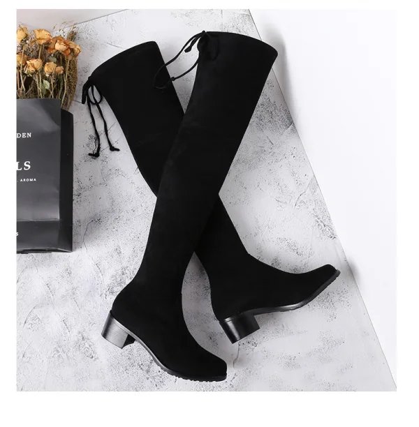 Chic / Beautiful Winter Black Street Wear Suede Womens Boots 2020 7 cm Thick Heels Round Toe Boots
