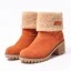 Garder au chaud Hiver Marron Vêtement de rue Daim Bottines Bottes De Neige 2020 5 cm Talons Épais À Bout Rond Bottes Femme
