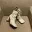 Enkel Høst Aprikos Casual Ankel Kvinners støvler 2020 Lær 7 cm Tykk Hæler Firkantetå Boots