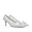 Charmant Ivoire Satin Faux Diamant Chaussure De Mariée 2020 Perle 8 cm Talons Aiguilles À Bout Pointu Mariage Escarpins